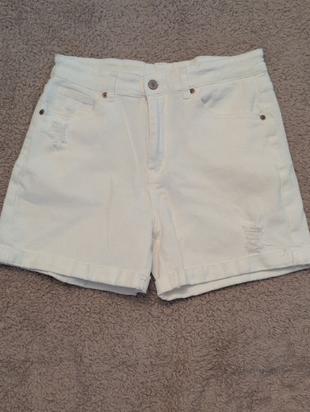 Shein Women’s White Stretch Denim Shorts Size Large
